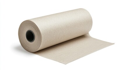 Fototapeta premium Large Roll of Brown Kraft Paper Isolated on White Background for Packaging and Crafting Projects