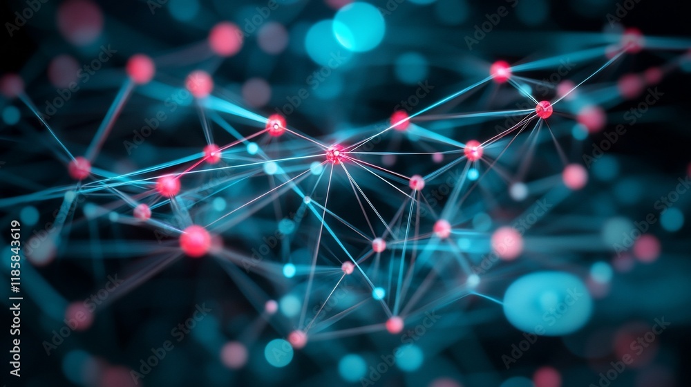 Poster abstract network connection nodes and lines.