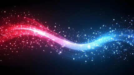 Obraz premium Abstract Red Blue Light Wave Sparkle Background