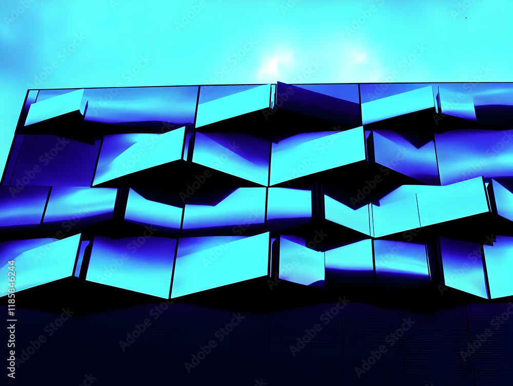Aufkleber modern building design showcases unique facade panels with dynamic light and shadow