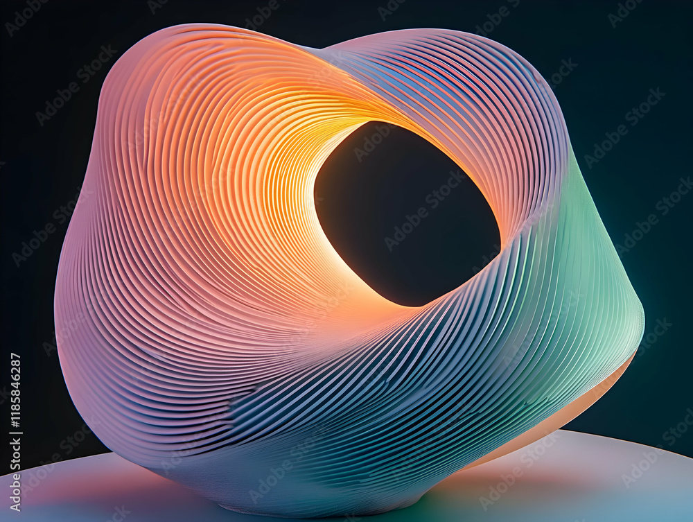 Poster abstract sculpture creates dynamic form with light and shadow