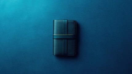 Obraz premium A bi-fold wallet with cards arranged neatly, set on a deep blue background