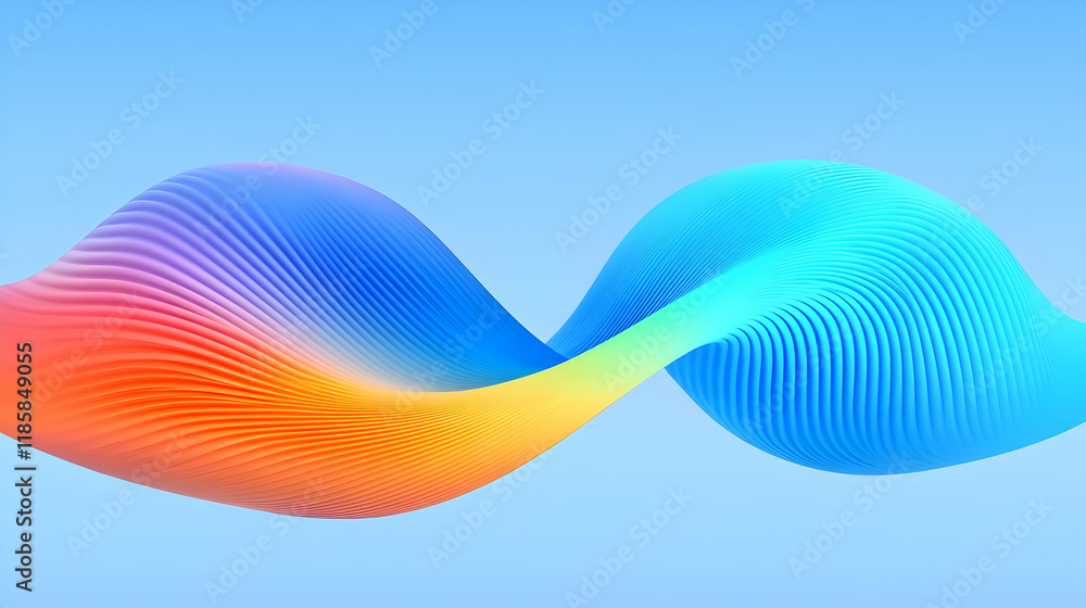 Poster abstract wave forms flow smoothly with colorful gradient