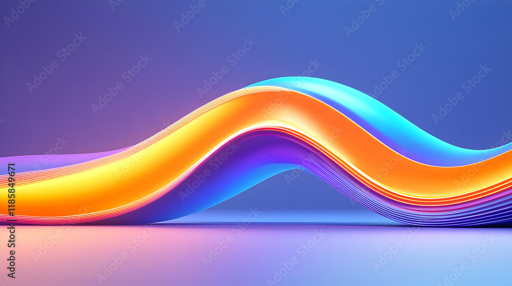 Poster abstract wave flows smoothly across a gradient background