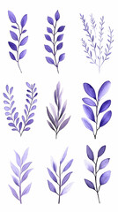 Naklejka premium Purple Watercolor Leaves Decorate Beautifully with Floral Elegance