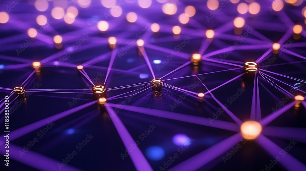 Aufkleber abstract network connection illustration with glowing nodes and lines.