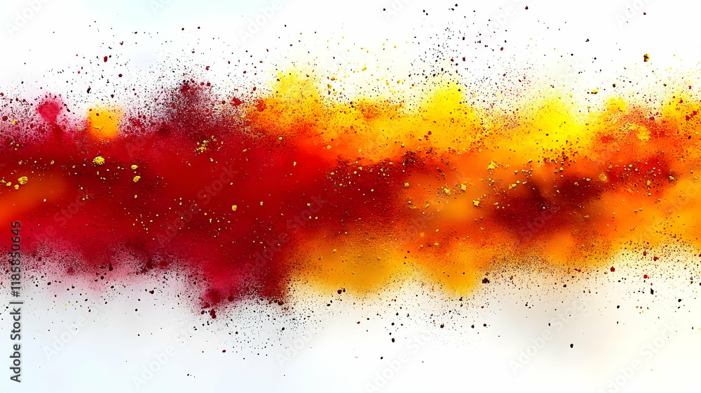 Poster red and yellow colors explode with abstract art background