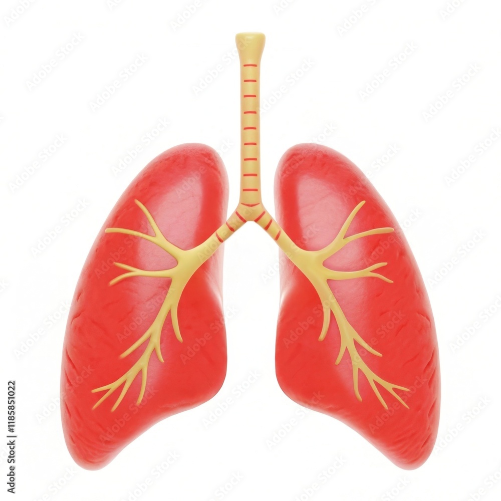 Poster a colorful illustration of human lungs displaying the bronchial tree, highlighting the structure and