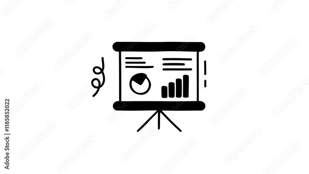 Poster presentation hand-drawn icon animation. scribble animation doodle effect.