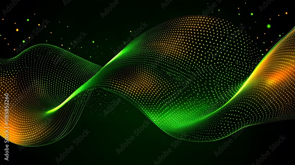 Canvas Prints abstract green gold wave particle flow background