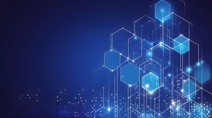 Obraz premium Abstract Blue Hexagon Technology Network Background