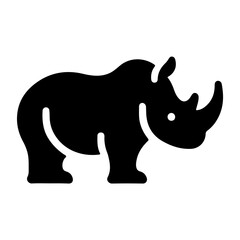 Modern Glyph-Inspired Vector Of A Rhinoceros Icon, Combining Simplicity With A Striking Visual Impact.
