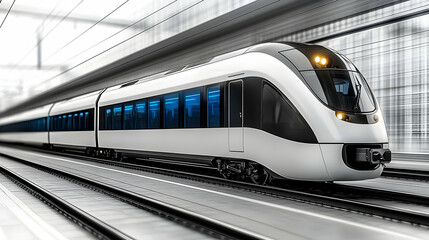 Fototapeta premium Modern Train Speeds Through Tunnel: Fast, Efficient, and Sustainable Travel