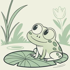 Naklejka premium frog sitting on the grass