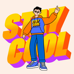 Cartoon comic stay cool streetwear typography illustration