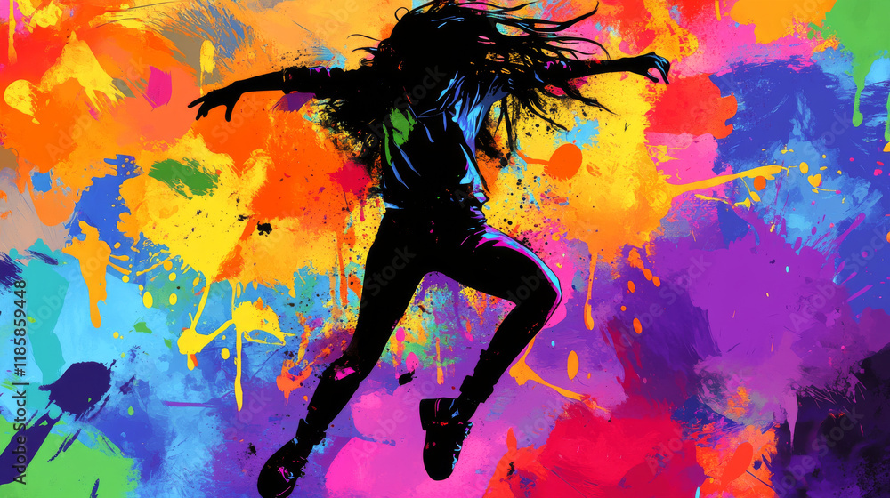 Aufkleber dance urban graffiti design on blobs background. jpeg version also available