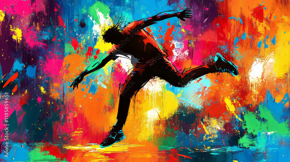 Aufkleber dance urban graffiti design on blobs background. jpeg version also available