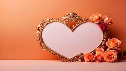 Chester banner with empty space Without Text, Valentines Day theme luxury Orange background