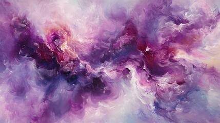 Fototapeta premium Purple Abstract Painting Swirling Colors Textured Art