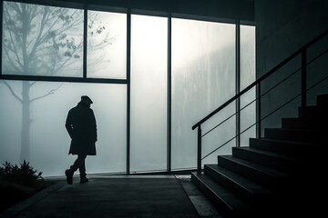 Fototapeta premium Mysterious silhouette for zombie awareness month global theme.