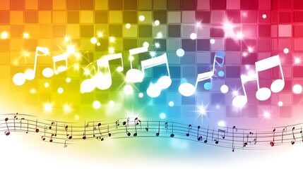 Obraz premium Colorful Music Notes Background Rainbow Glowing Design
