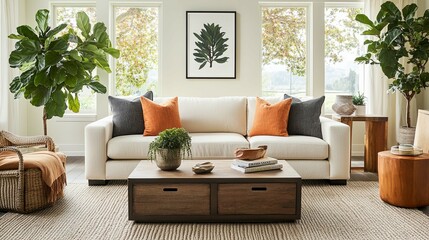 Detailed view of a modern living room staging showcast