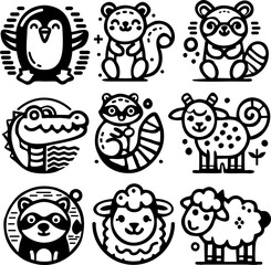 set of cartoon animals
