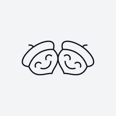 Cute almonds mascot character smile line art vector illustration