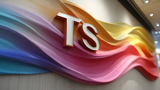 Colorful Waves Showcase Elegant TS Logo Design