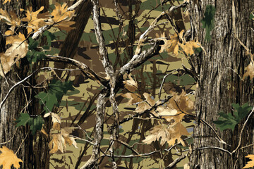 Forest-Inspired Real Tree Camouflage Design for Hunting and Military Uniforms