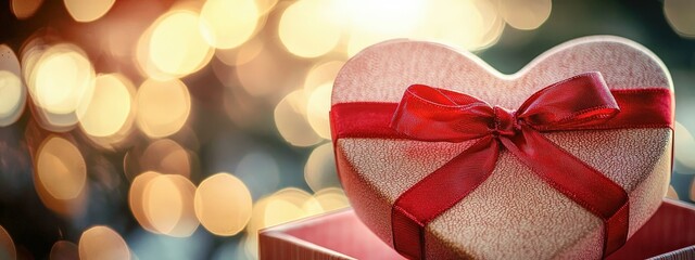 gift in the form of a heart close up. Selective focus