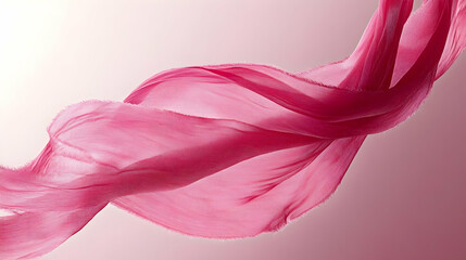 Pink Fabric Flows and Flutters Gracefully in the Air