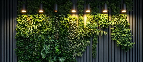 Obraz premium Illuminated Vertical Garden: A Lush Indoor Oasis