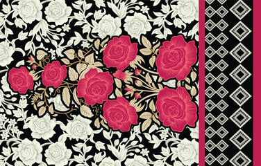 Traditional Mughal Border motifs updated for digital printing, contemporary wallpapers, and textile aesthetics.