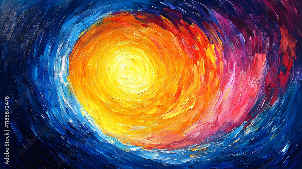 Poster abstract art: colorful swirls merge dynamically and boldly