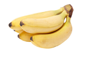 A bunch of bananas are sitting on a white background