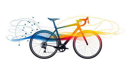 Fototapeta premium Sleek cycling bike silhouette with colorful motion lines and dynamic design