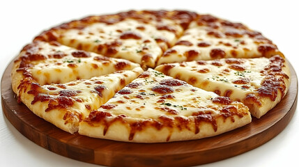 Cheese Pizza Slices on Wooden Board, Delicious and Ready to Eat