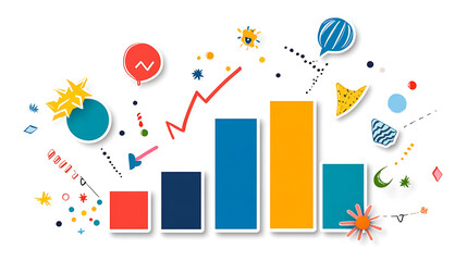 Colorful sticker design featuring progress bar with playful elements