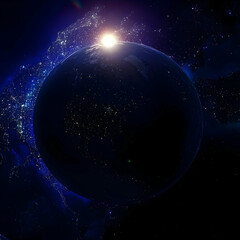 Obraz premium Earth Rotates Elegantly: Sunrise Illuminates Continents and Oceans Majestically