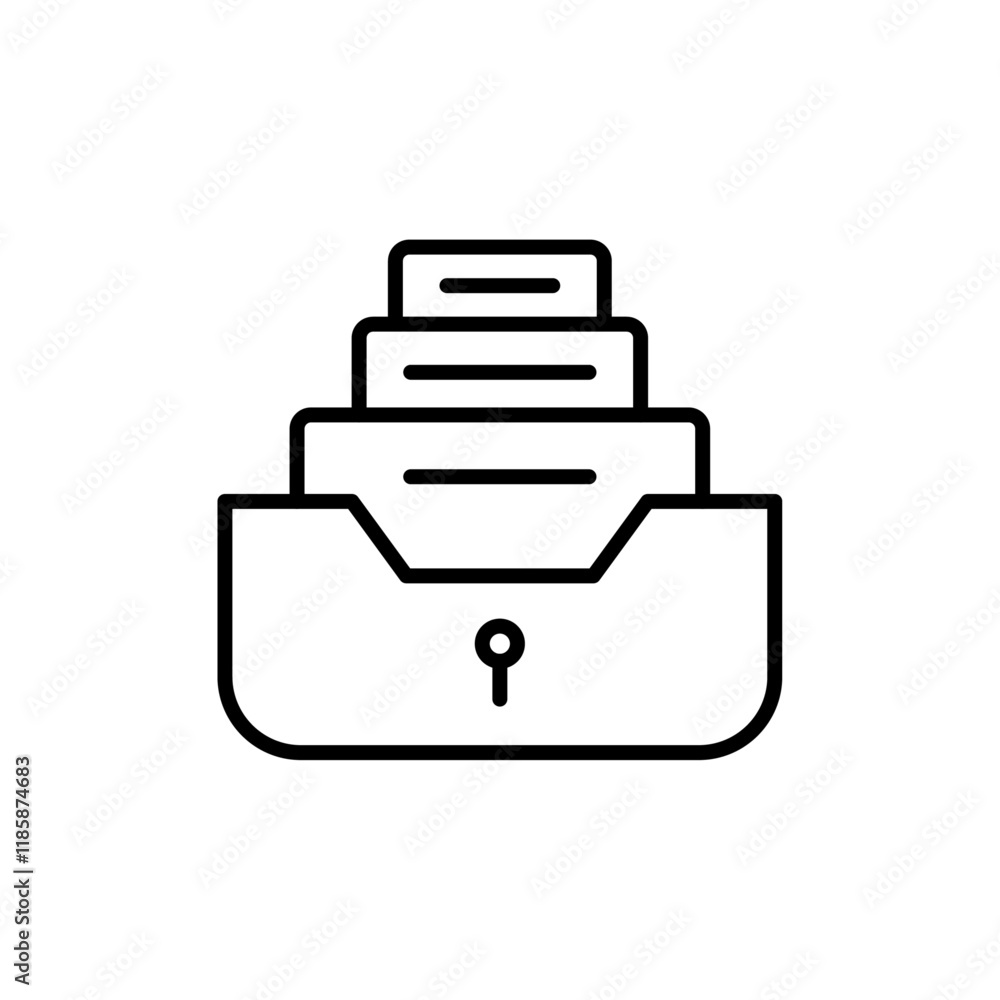 Poster archival box with documents icon simple vector symbol