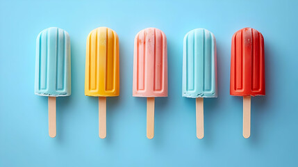 Colorful Ice Pops Refreshingly Cool Summer Treats on Blue