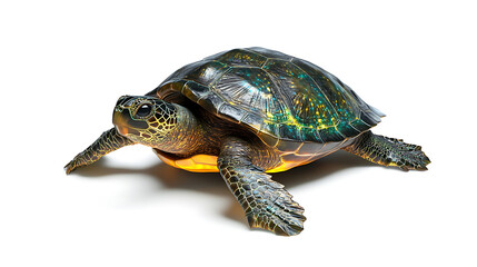 Obraz premium 3D sea turtle icon with glowing shell details, showcasing vibrant colors and intricate patterns