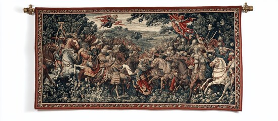 Medieval Battle Tapestry: A Richly Detailed Depiction of Cavalry Combat