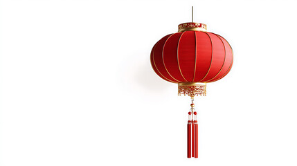 Fototapeta premium vibrant red Chinese lantern with intricate details and tassels, symbolizing celebration and good fortune