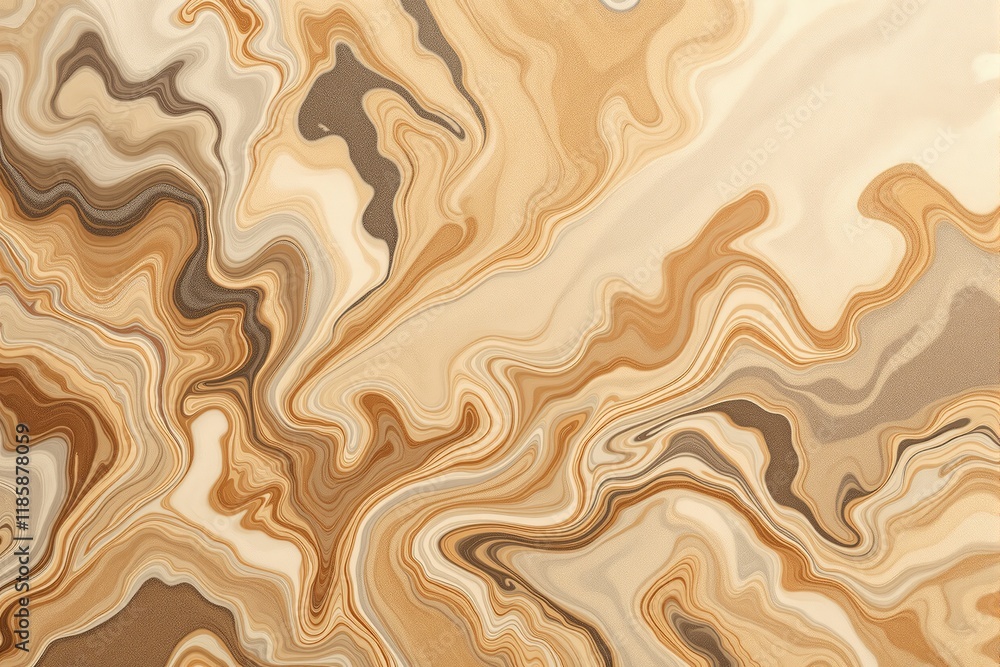Poster abstract swirling texture in beige, brown, and tan tones, creating a marble-like pattern on a neutra