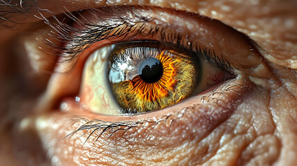 Eye Reflects World: Close-Up of Iris, Pupil, and Eyelashes