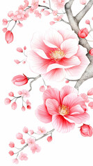 Fototapeta premium Pink Flowers Bloom Beautifully on Branches with Delicate Petals