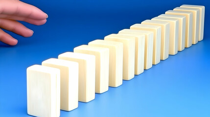 Domino Effect: Chain Reaction Starts with One Push on Blue