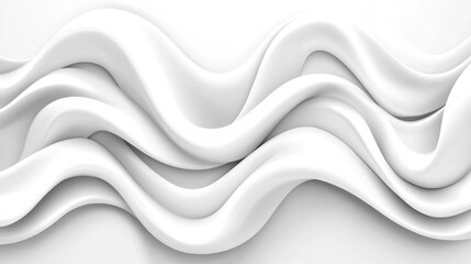 Fototapeta premium Abstract white wavy flowing fabric textile design background.